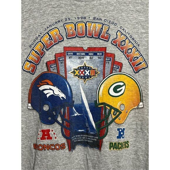 Vintage 90s NFL Broncos Vs Packers 1998 Superbowl Tee - Picture 2 of 5